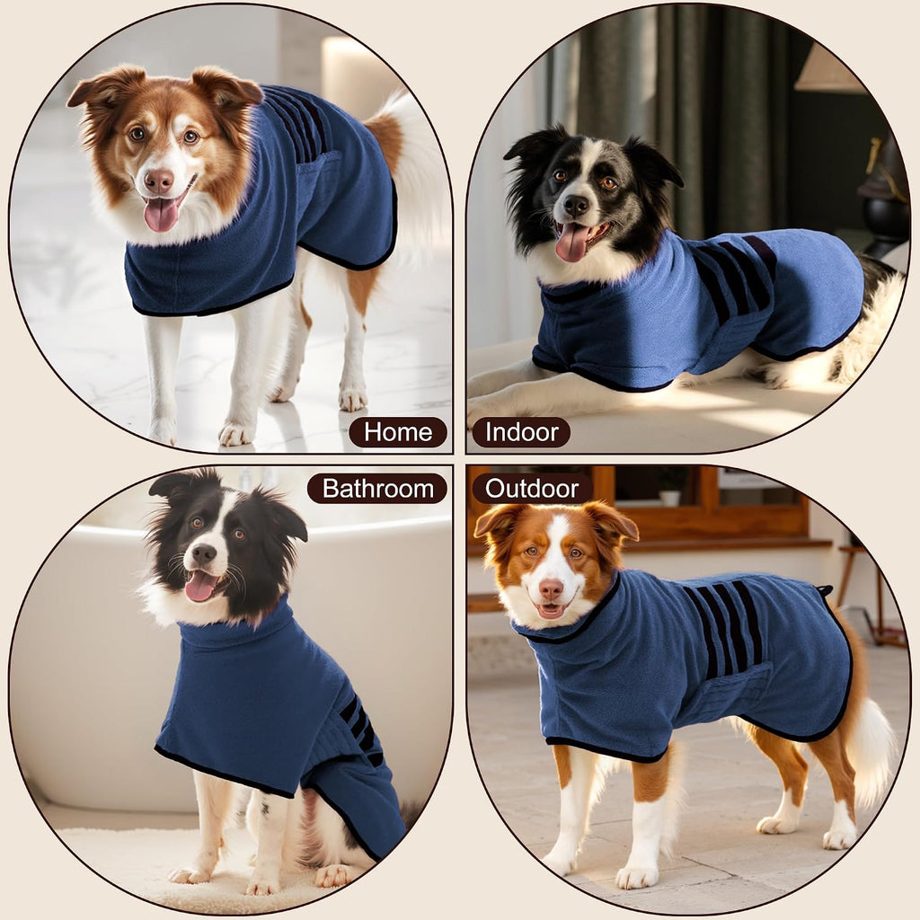 Microfiber dog bathrobe, super absorbent dog drying coat | fast drying towel wrap, adjustable bath robe for small, medium & large dogs - view 6