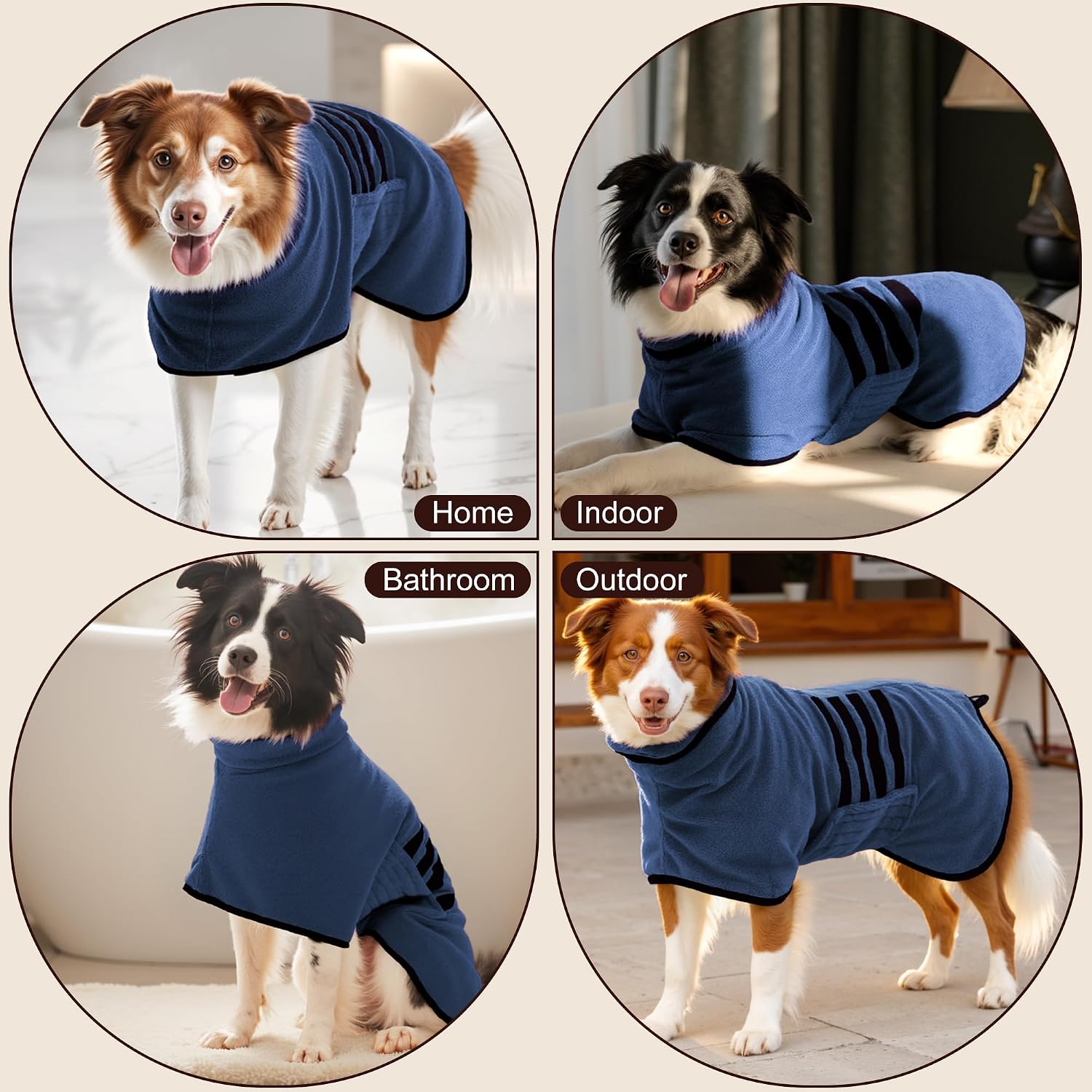 Microfiber dog bathrobe, super absorbent dog drying coat | fast drying towel wrap, adjustable bath robe for small, medium & large dogs - view 6