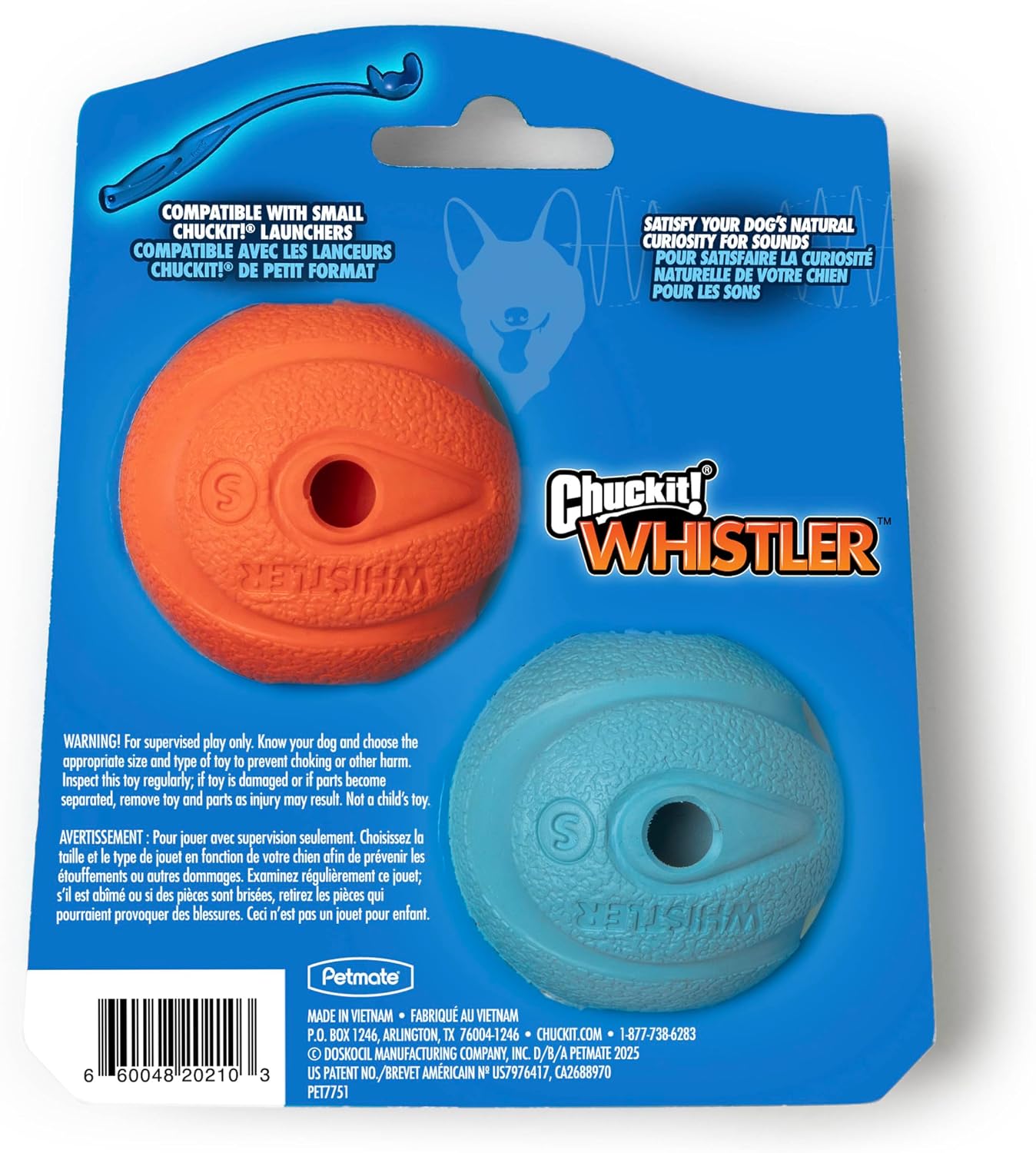 The whistler ball dog toy, small (2 inch diameter) for dogs 0-20 lbs, pack of 2 - view 6