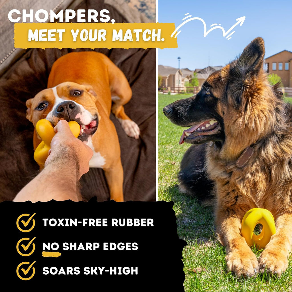 Indestructible dog ball - lifetime replacement - durable dog toy for aggressive chewers - safe, non-toxic natural rubber - chew, tug & fetch - tough, heavy duty chew toy - 4" (softball size) - view 4