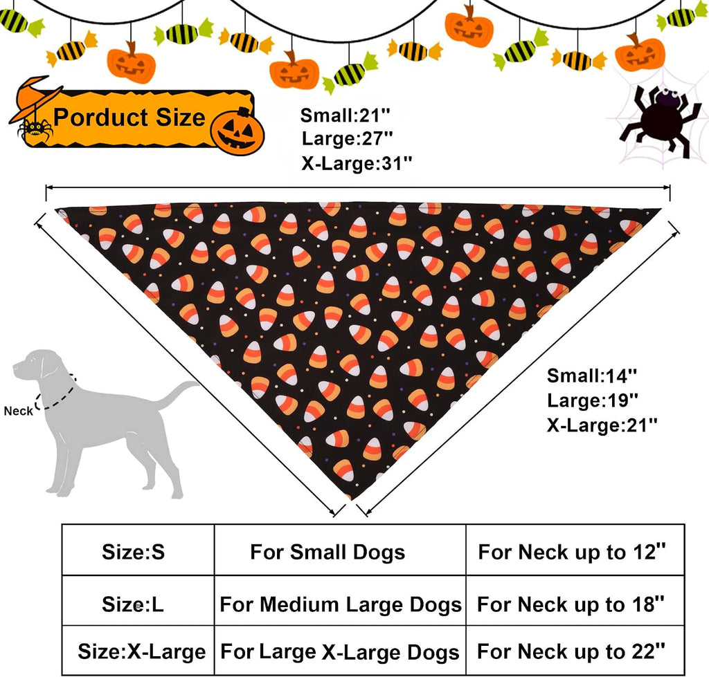 Halloween Dog Bandanas, 4 Pack Skeleton Ghost Pumpkin Bandana, S | 3 Sizes, Assorted Halloween Bandanas for Small Dogs, Adjustable, Soft Fabric, For Halloween Party Cosplay Photos - view 5