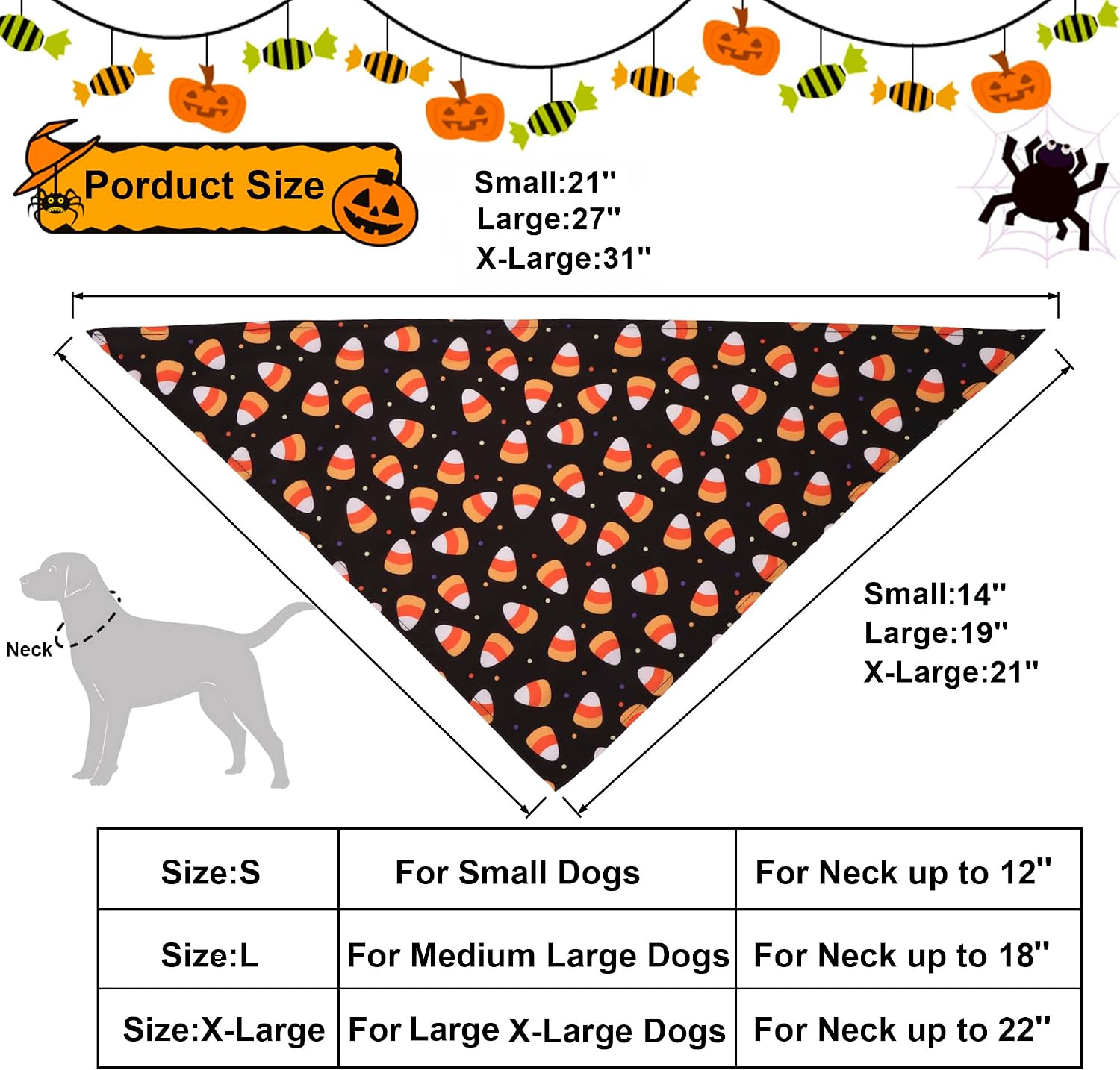 Halloween Dog Bandanas, 4 Pack Skeleton Ghost Pumpkin Bandana, S | 3 Sizes, Assorted Halloween Bandanas for Small Dogs, Adjustable, Soft Fabric, For Halloween Party Cosplay Photos - view 5