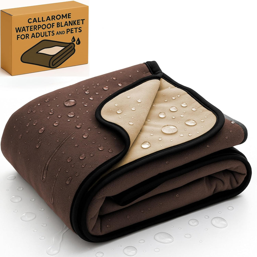 Waterproof blanket for bed or couch – soft and leakproof waterproof throw blanket, water proof & stain resistant easy to clean throw blanket cover for adults or pets, reversible brown 60"x80" | high-density heavy-duty material - ultra-soft & durable soft