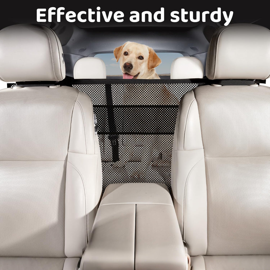 Dog Car Barrier,Dog Net for Car,Pet Divider Barrier for Car/SUV/Truck | with Mesh Organizer,Large Barrier Area,Adjustable Straps,Sturdy Easy to Install, Scratch-Resistant,Keep Dogs in Back Seat - view 5