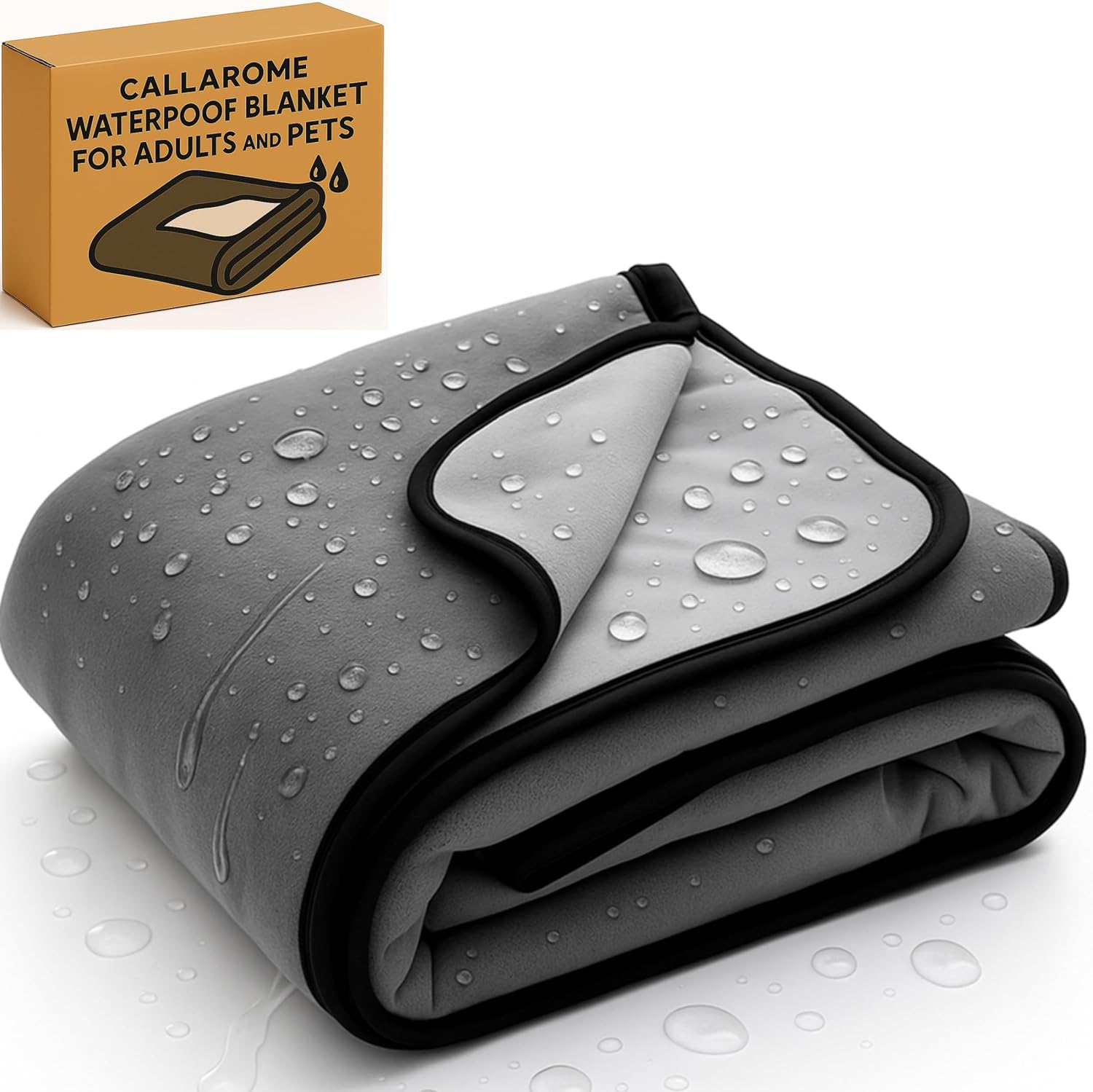 Waterproof blanket for bed or couch – soft and leakproof waterproof throw blanket, water proof & stain resistant easy to clean throw blanket cover for adults or pets, reversible grey 60"x80" with high-density heavy-duty material - ultra-soft & durable