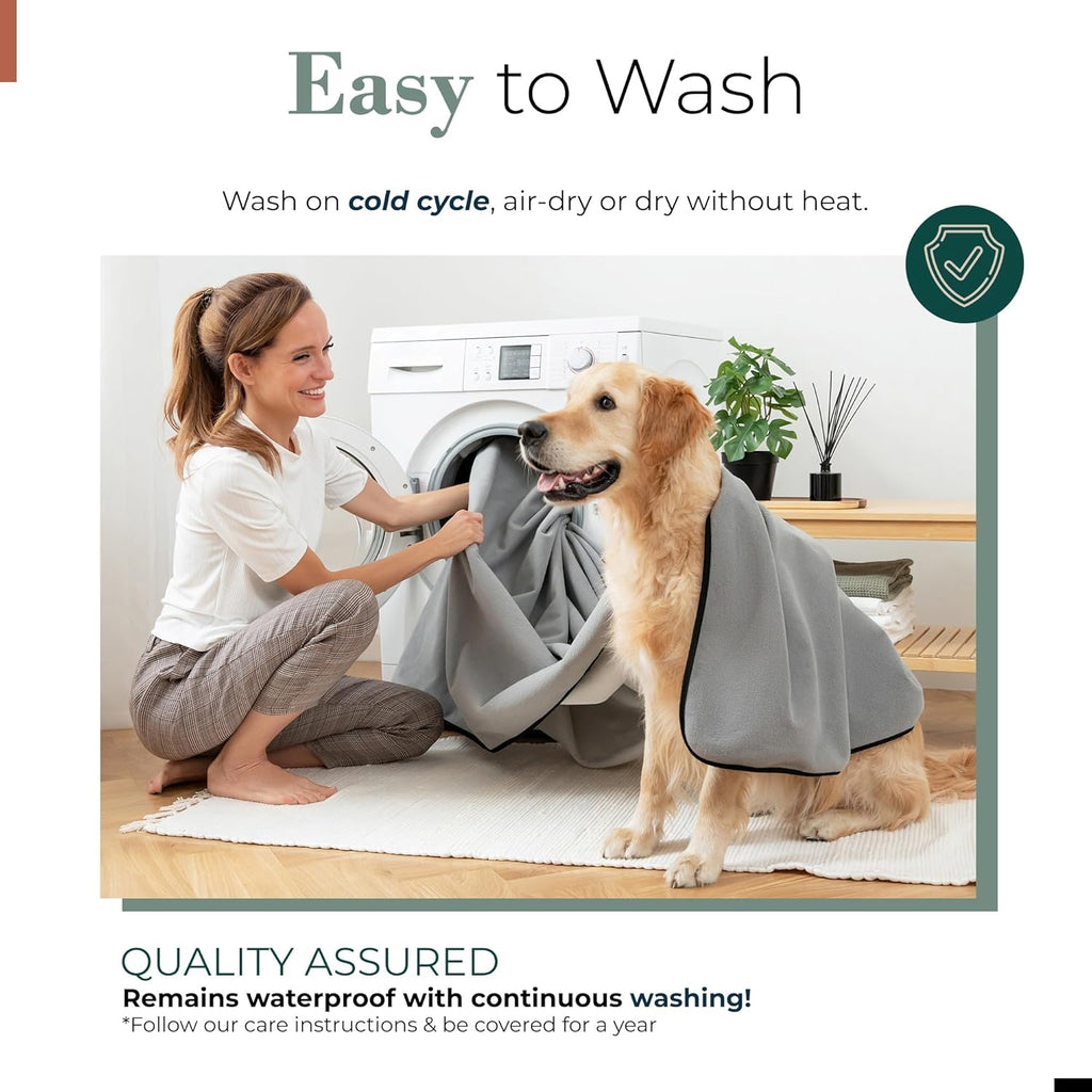 Waterproof blanket for bed or couch – soft and leakproof waterproof throw blanket, water proof & stain resistant easy to clean throw blanket cover for adults or pets, reversible grey 60"x80" with high-density heavy-duty material - ultra-soft & durable - view 5