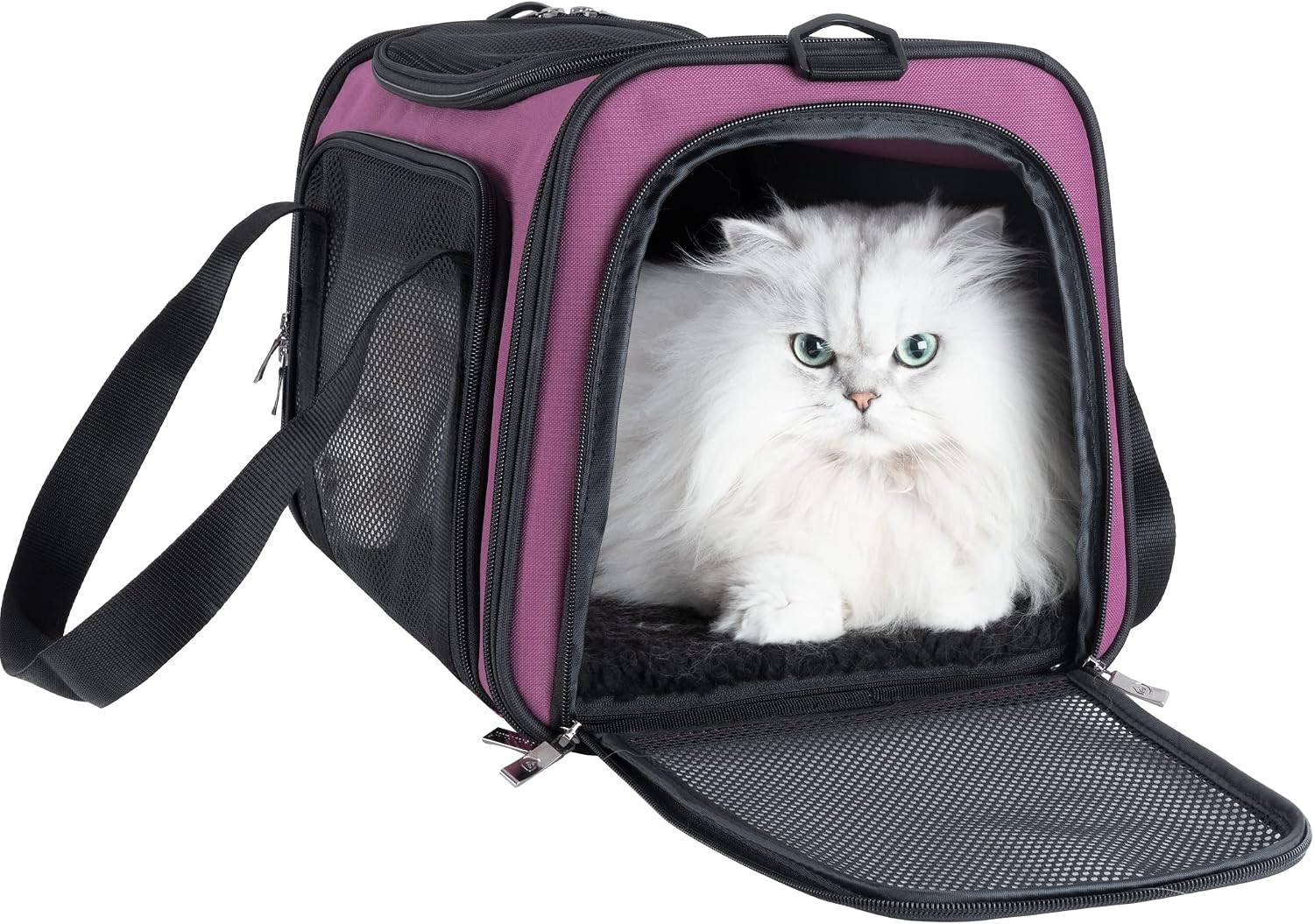 Easy load pet carrier for medium cats and small dogs