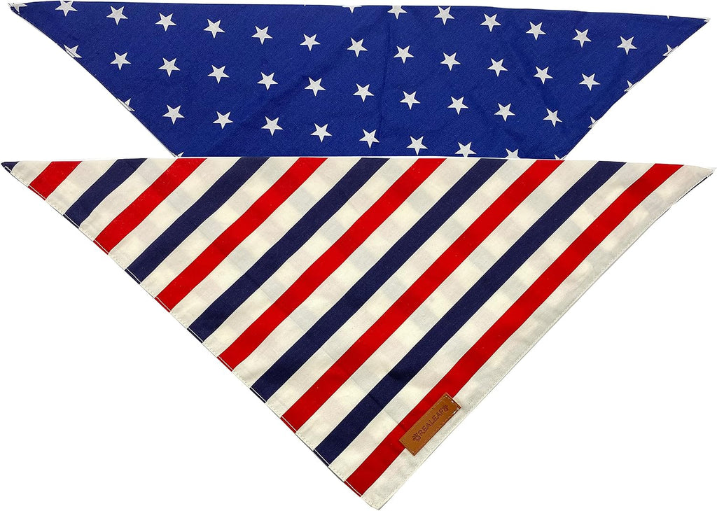 4th of July Dog Bandanas 2 Pack, Reversible American Flag Pet Scarf for Boy and Girl, Premium Durable Fabric, Patriotic Bandana for Medium and Large Dogs (Large) - view 3