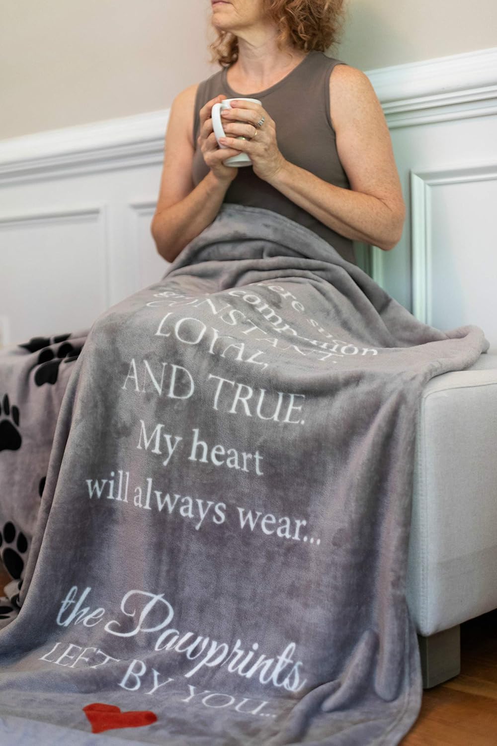 Pawprints Left By You Pet Memorial Blanket with Heartfelt Sentiment - Comforting Pet Loss/Pet Bereavement Gift - view 2