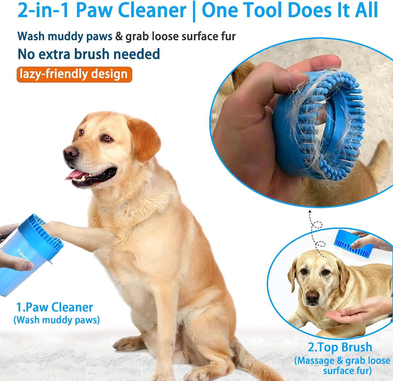 Dog Paw Cleaner Cup with Detachable Top Brush for Small-Medium Dogs | Quick-clean muddy paws with soft bristles, one-step top brush grabs loose fur, lazy-friendly design, fits paws 1.5-2.5“ wide - view 2