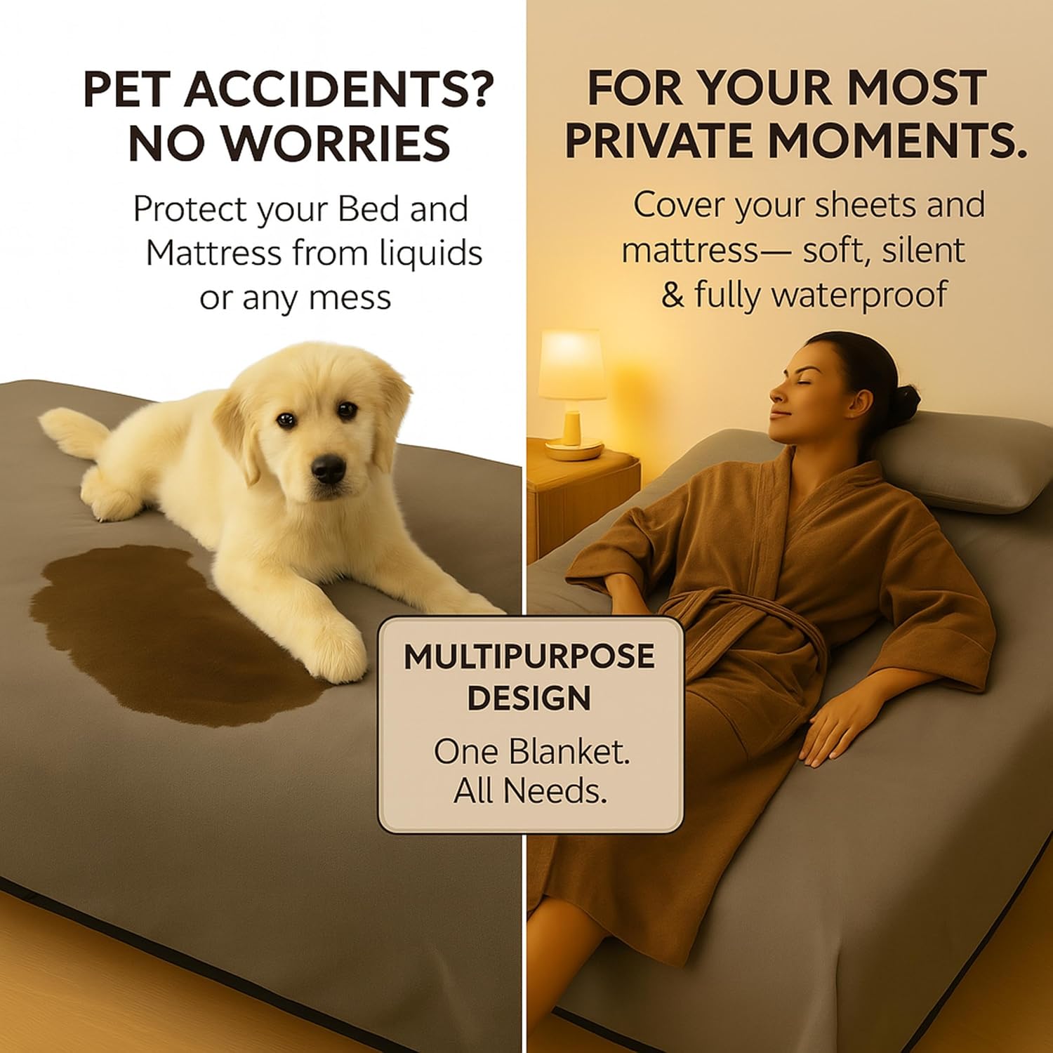 Waterproof blanket for bed or couch – soft and leakproof waterproof throw blanket, water proof & stain resistant easy to clean throw blanket cover for adults or pets, reversible grey 60"x80" with high-density heavy-duty material - ultra-soft & durable - view 3