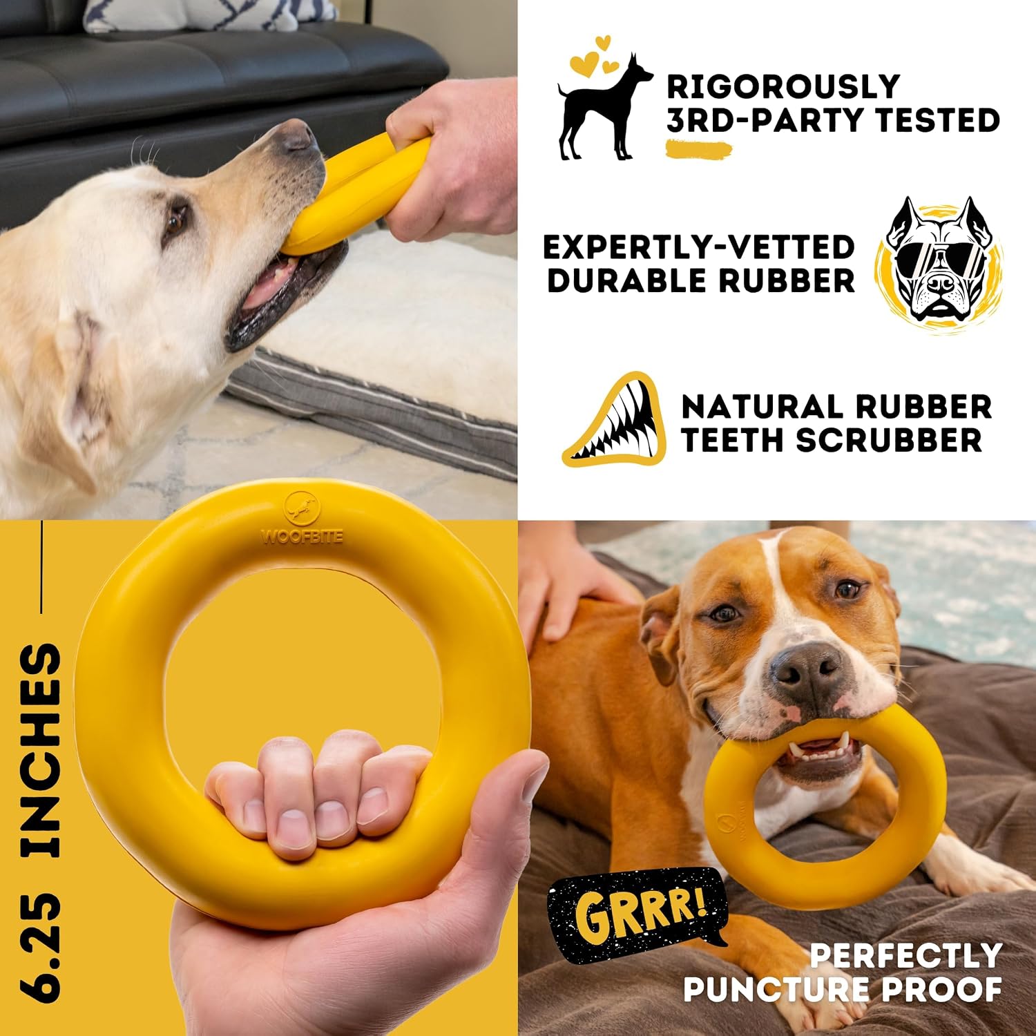 Indestructible Dog Chew Toy - Lifetime Replacement - Durable Toy for Aggressive Chewers - Safe Non-Toxic Natural Rubber - Chew, Tug & Fetch - Tough, Heavy Duty - Med/Large Breed, 6.5”x1.25” - view 6