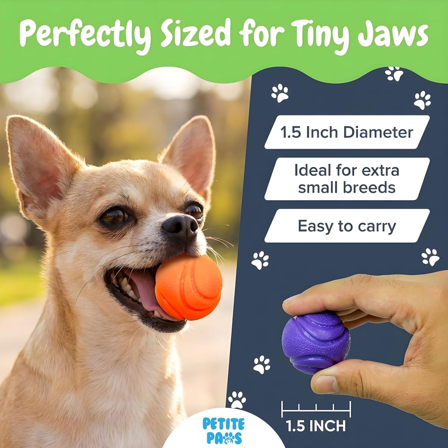Dog balls 1.5 inch no squeak toy for small dogs teething toys for puppies rubber balls for fetch, training, boredom and solo play - 6 pack - view 2