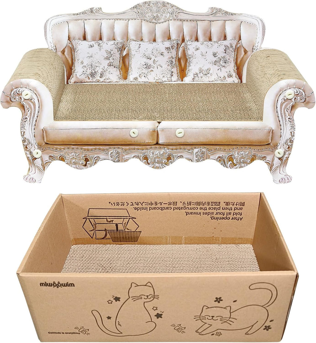 Royal Cat Scratcher Sofa & Box, Durable Cardboard Furniture Guard | Luxury 2PCS Set, 23" Unique Couch & 17.3" Cute Box with Scratch Corrugated Pad, Modern Large Lounger for Indoor Cats - view 4