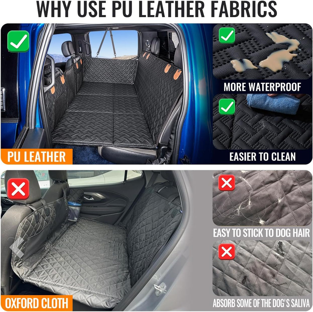 Dog Car Seat Cover for Back Seat,Seat Extender for Full Size Truck | Hard Bottom Dog Hammock,Waterproof,Scratch Resistant Leather,Strong Support,More Rest Space,Truck Back Seat Protector,Black - view 5