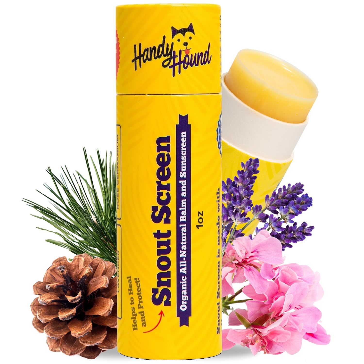 Sunscreen balm for nose & paws, 1 oz | lick safe natural sun protection, no zinc oxide, soothes dry cracked skin, for pink noses and light coated dogs, USA made