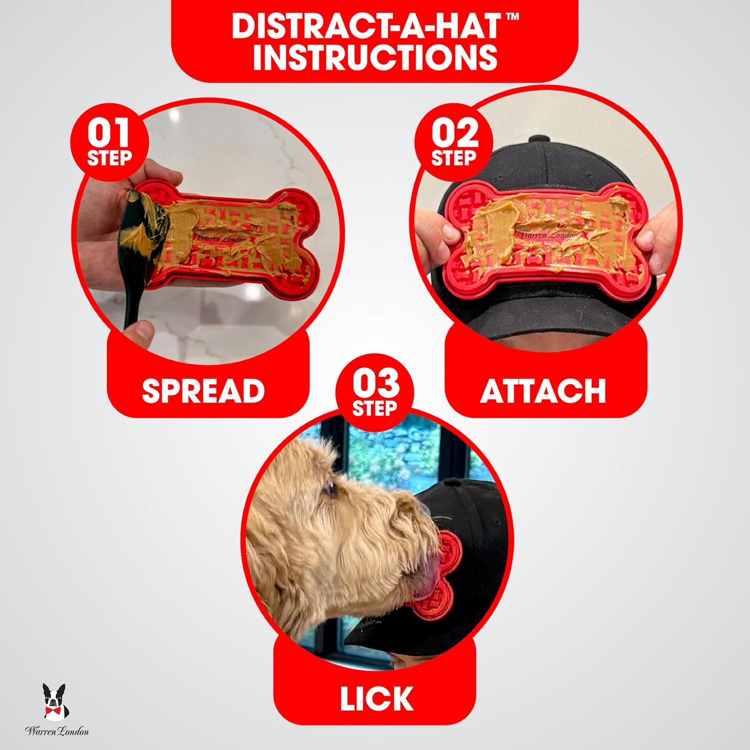 Distract-A-Hat - Dog Grooming Distraction Lick Hat for Nail Clipping and Grooming – Adjustable Fit with Adhesive Dog Lick Pad, Spreader & Cleaning Brush Included - view 4
