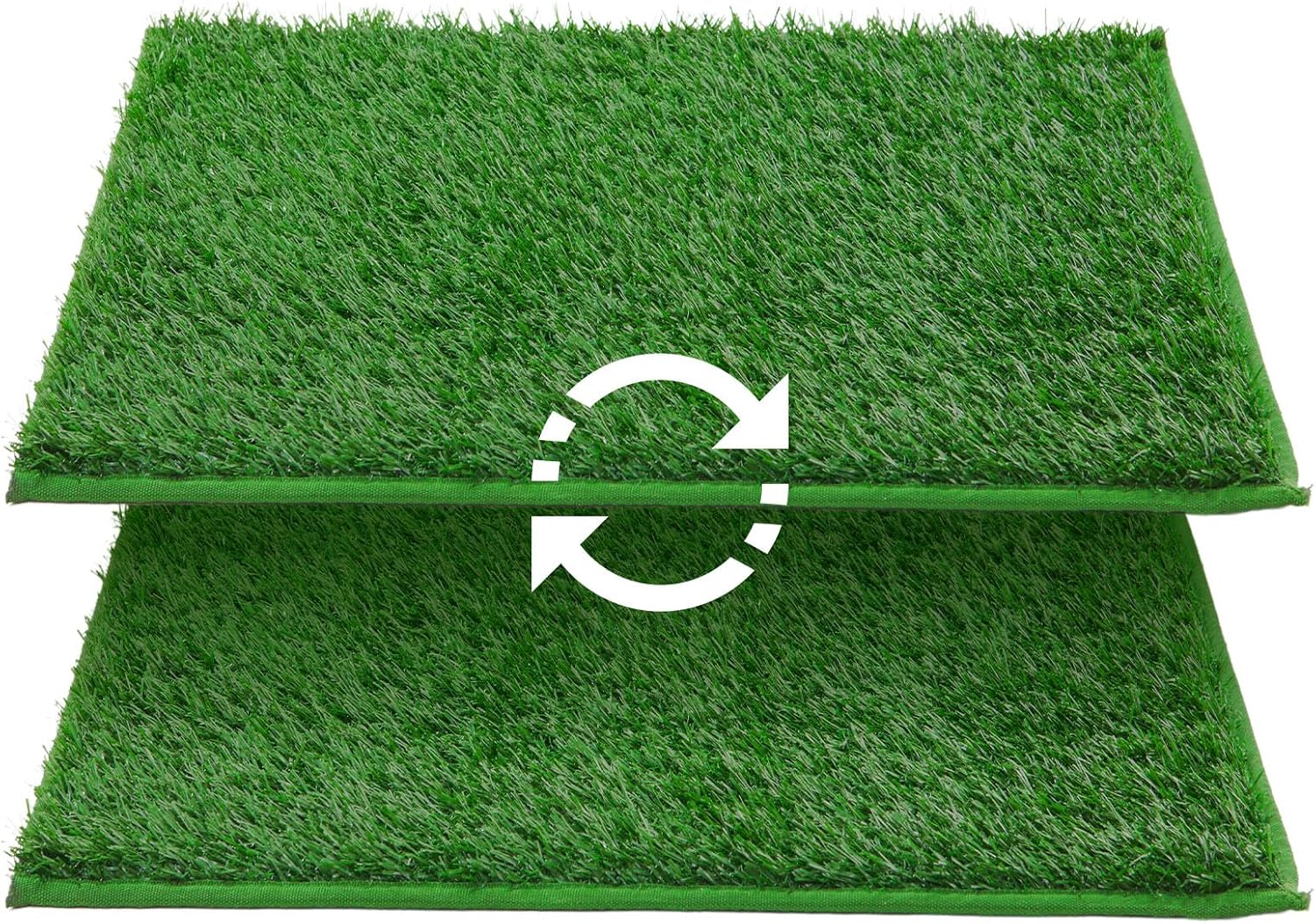 Dog Grass Pee Pads, 14.1x18.1in Artificial Grass Pad for Potty Tray | 2 Pack, Hemmed Edge, Fake Grass for Dogs to Pee On, Washable, Replacement Turf, Outdoor Indoor Pee Grass Patch, Easy to Clean
