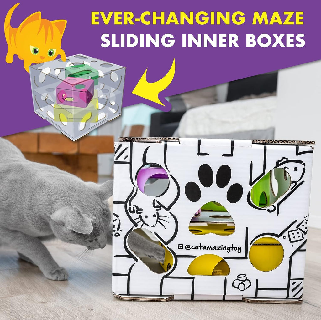 Sliders – puzzle toy for indoor cats – treat box interactive maze – enrichment feeder – best cat toy ever! - view 4