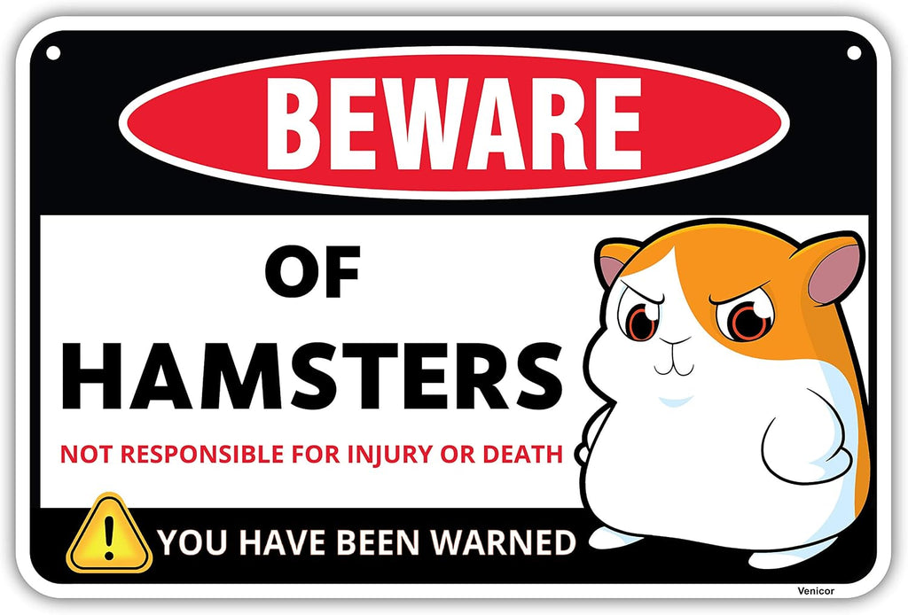Hamster Sign Decor - 8 x 12 Inches - Aluminum - Hamster Cage Accessories - Hamster Gifts Things Toys Clothes Stickers Stuff