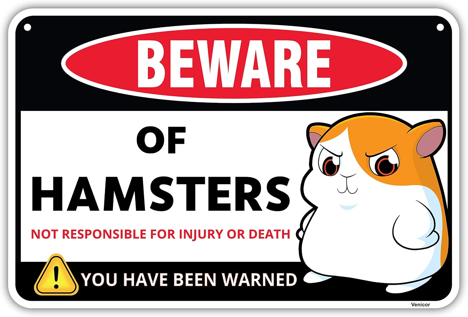 Hamster Sign Decor - 8 x 12 Inches - Aluminum - Hamster Cage Accessories - Hamster Gifts Things Toys Clothes Stickers Stuff