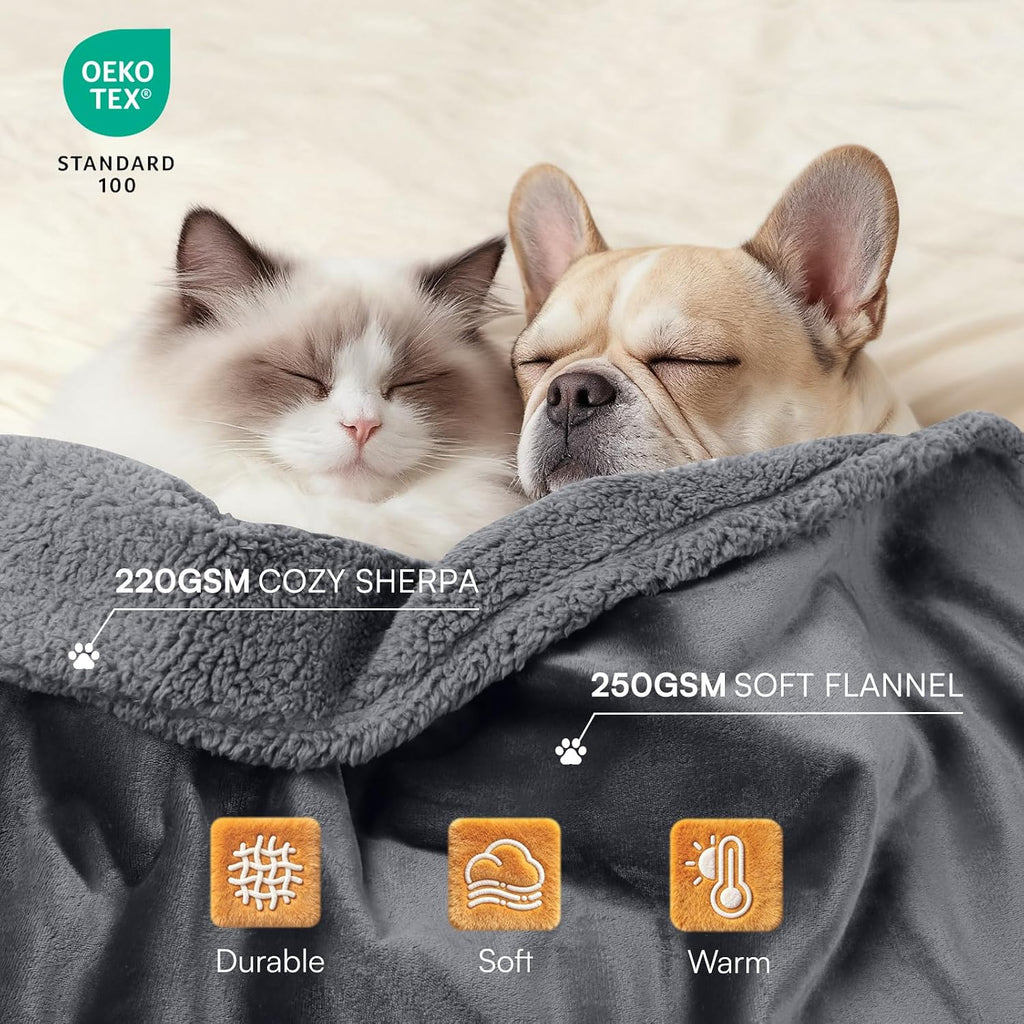 Waterproof Pet Blanket, Liquid Pee Proof Dog Blanket for Sofa Bed Couch, Reversible Sherpa Fleece Furniture Protector Cover for Small Medium Large Dogs Cats, Dark Gray Small（40" x 28"） | waterproof pet blanket sherpa fleece reversible couch cover bed prot - view 3