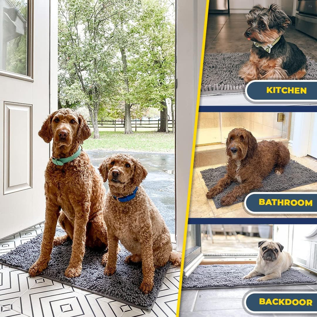 Super Water Absorbent Door Mat Indoor, Microfiber Quick Dry Chenille Entryway Rug, Slip Resistant Front Door Mat, Indoor Mats for Entryway, Machine Washable Pet Rug, Grey 30"x19" - view 7