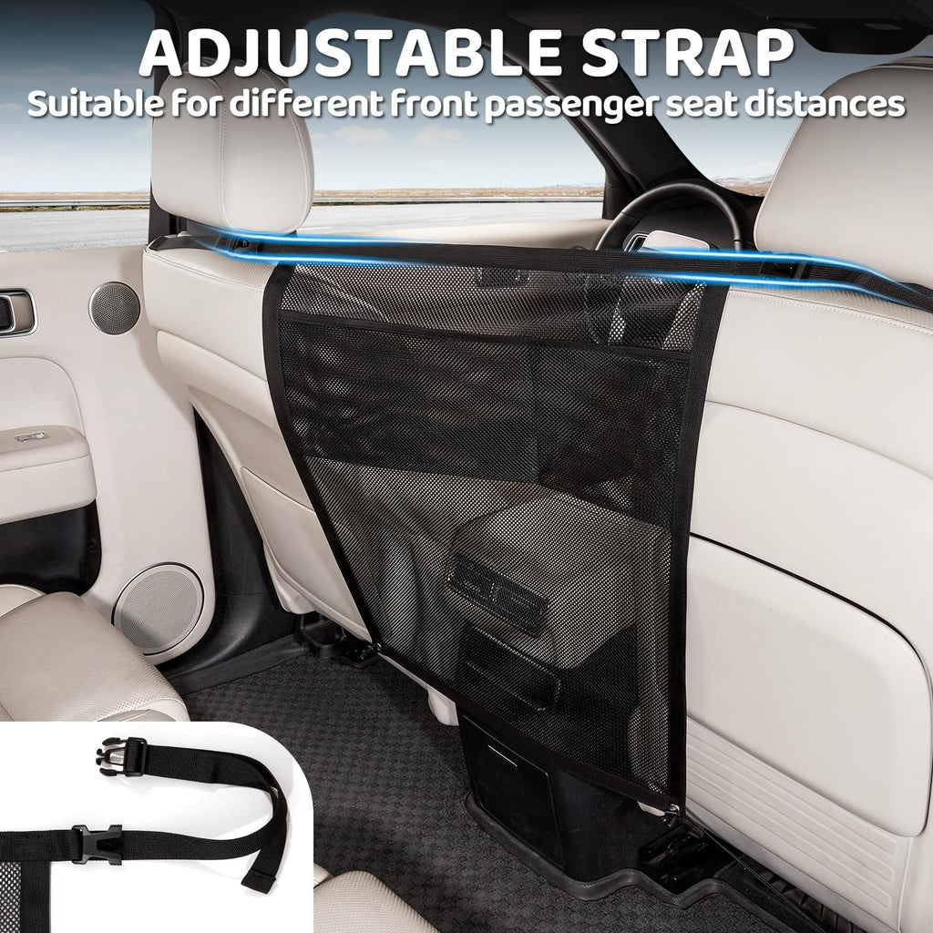 Dog Car Barrier,Dog Net for Car,Pet Divider Barrier for Car/SUV/Truck | with Mesh Organizer,Large Barrier Area,Adjustable Straps,Sturdy Easy to Install, Scratch-Resistant,Keep Dogs in Back Seat - view 4