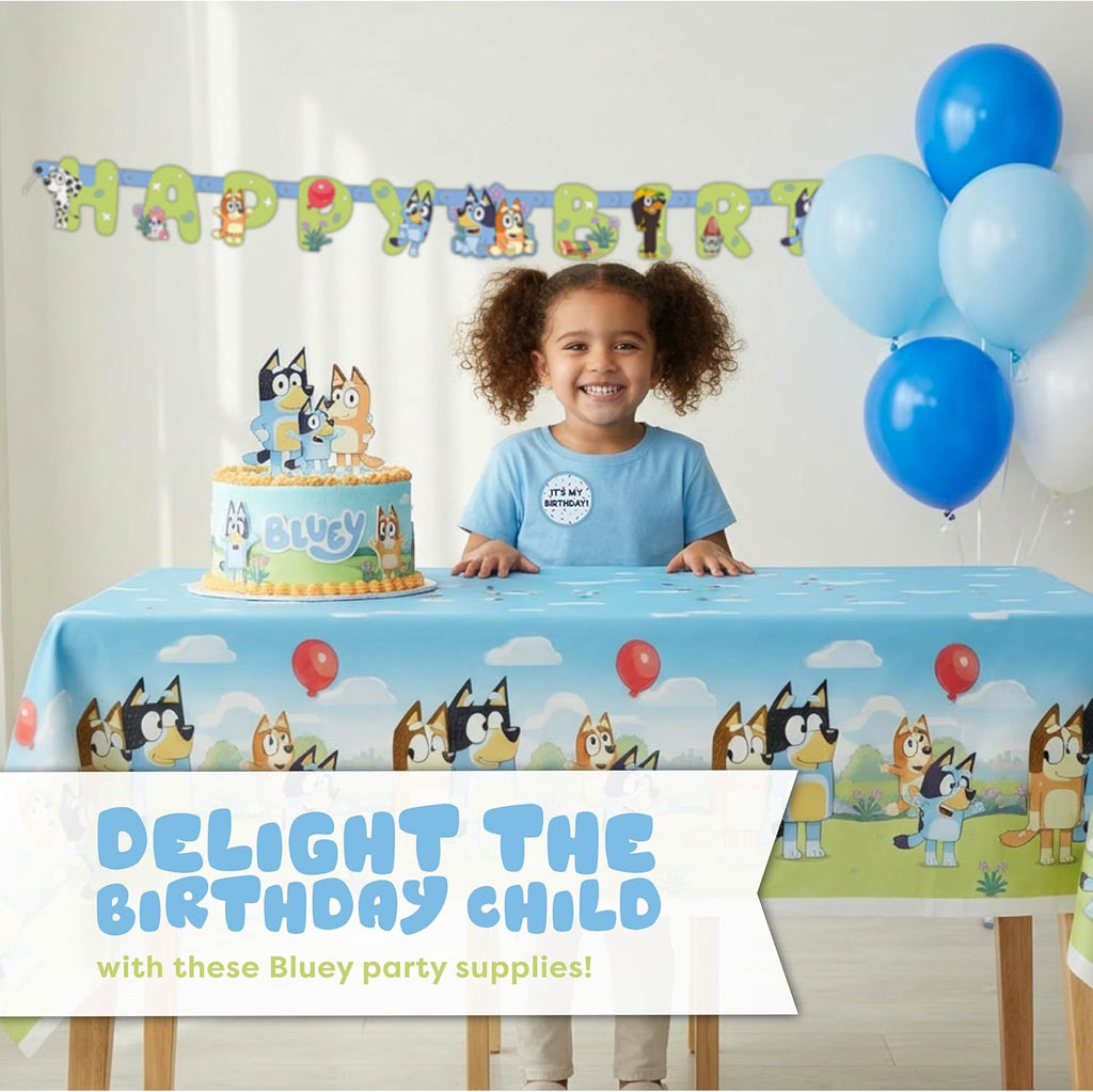 Bluey Birthday Banner and Bluey Tablecloth - Birthday Decorations for Party | Officially Licensed Bluey Party Decorations, 54 x 84-Inch Table Cloth and 6-Foot Banner - view 6