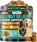 Dog Allergy Chews Omega 3 is Human, Itch Relief for Dogs Multivitamin 200ct | Premium Colostrum Probiotics, for Paw Licking, Yeast Ear, Seasonal Allergies, Immune Gut Support, All Breeds & Ages, Chicken