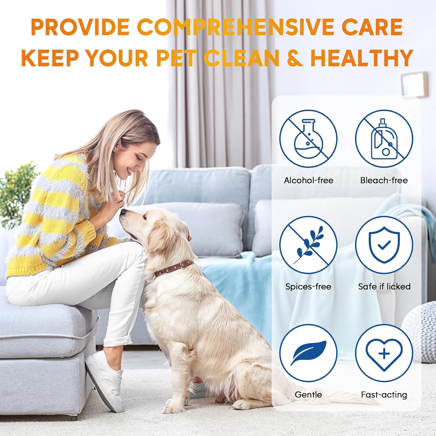 Pet Essential Supplies for Dog & Cat, Cleaning Kit for Whole Body, Pet Wipes Cleaning Deodorizing, Grooming Wipes & Paw Cleaner, Finger Wipes for Teeth, Ear & Eyes, Suitable for Daily Care - view 8