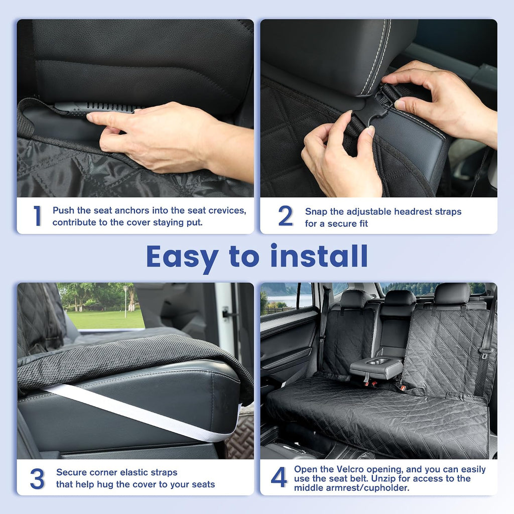 Back Seat Cover for Large SUVs Rear Split Bench - Heavy-Duty 900D Waterproof Non-Slip Car Seat Protector for Messy Kids & Drooling Dogs, Easy Clean(Black) - view 7