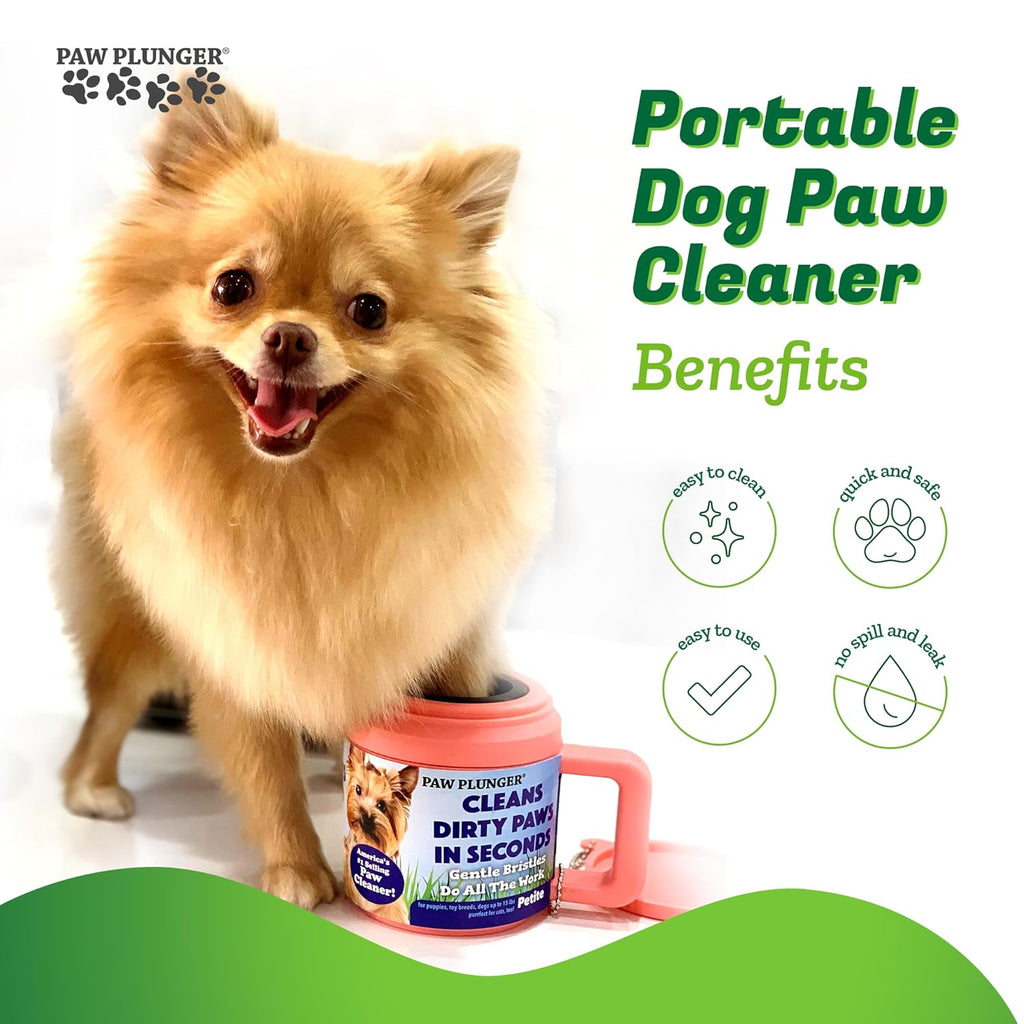 For Small Dogs – Portable Dog Paw Cleaner for Muddy Paws – This Dog Paw Washer Saves Floors, Furniture, Carpet and Vehicles from Paw Prints – Soft Bristles, Convenient Cup Handle, Pink - view 2