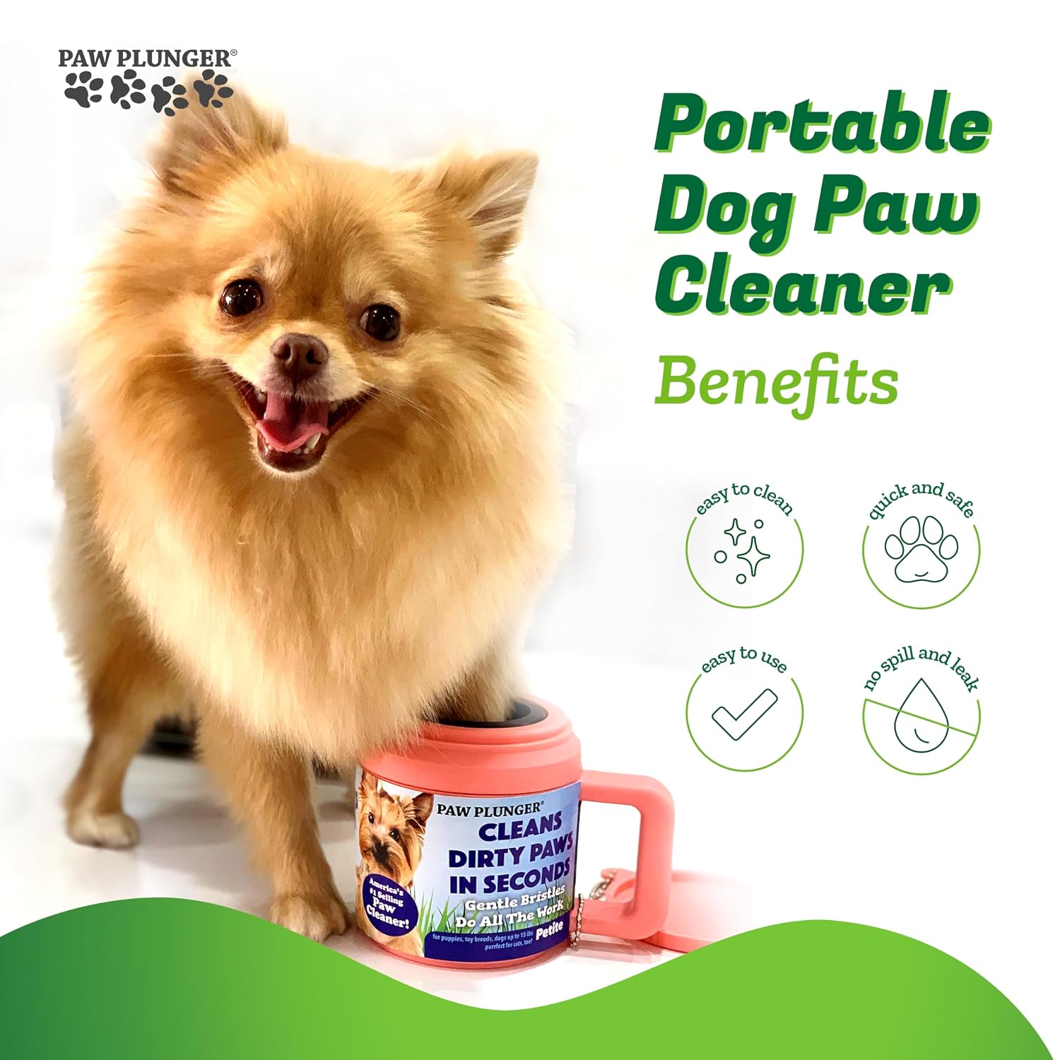For Small Dogs – Portable Dog Paw Cleaner for Muddy Paws – This Dog Paw Washer Saves Floors, Furniture, Carpet and Vehicles from Paw Prints – Soft Bristles, Convenient Cup Handle, Pink - view 2