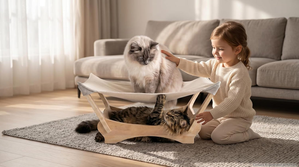 Large Sisal Cat Scratcher Bed, Wooden Lounge for Large & Multi-Cat Homes | Large 24.5" Sisal-Style Cat Scratcher Bed, Wooden Lounge for Indoor Cats, Protects Sofa & Carpet, Modern Cat Furniture - view 4