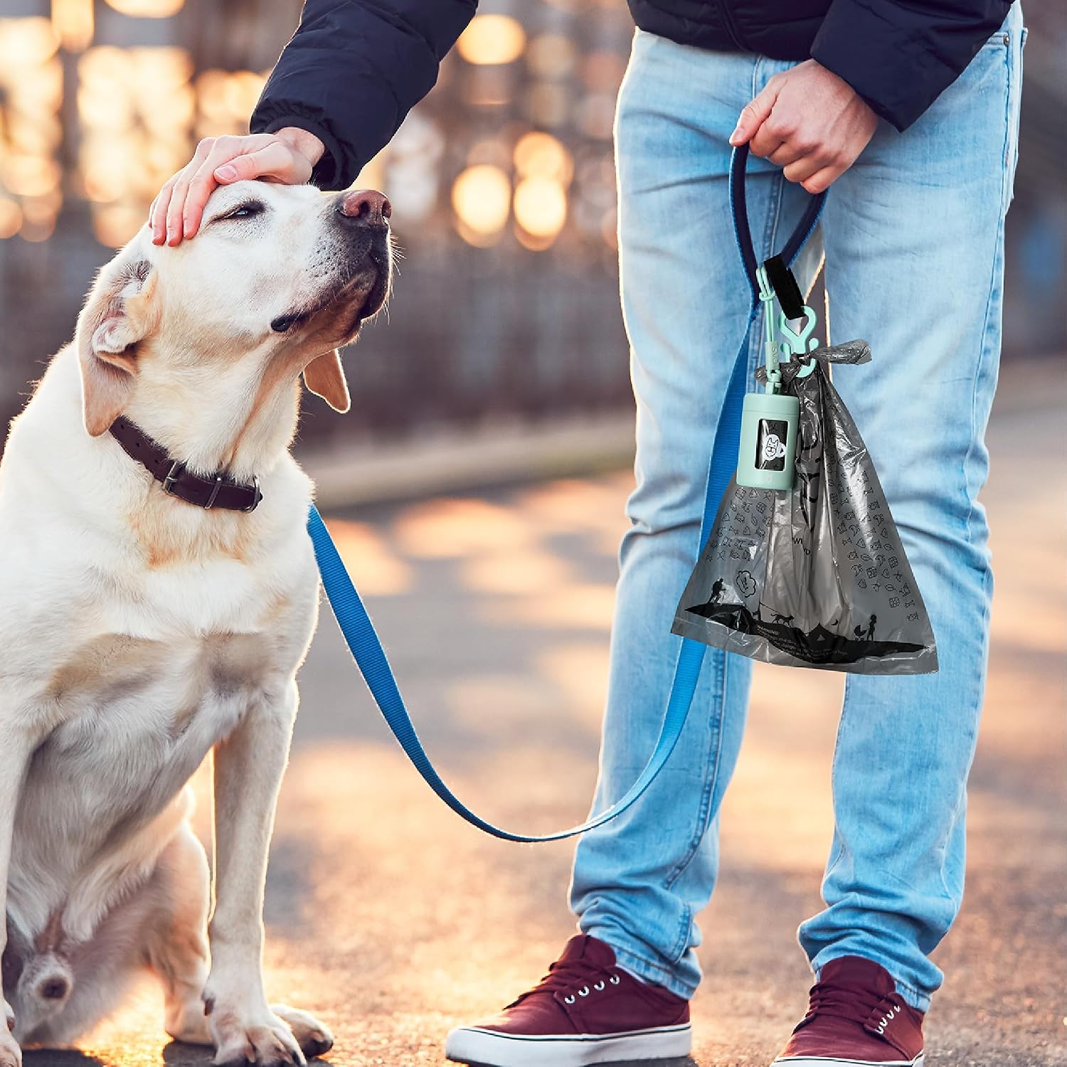 Retractable Dog Poop Bag Dispenser and Waste Bag Holder Kit - Pink | Lightweight, Stretchy Strap Fits Any Dog Leash, Leak-Proof Bag Starter Roll Included, Dog Essentials for Walking and Travel - view 7