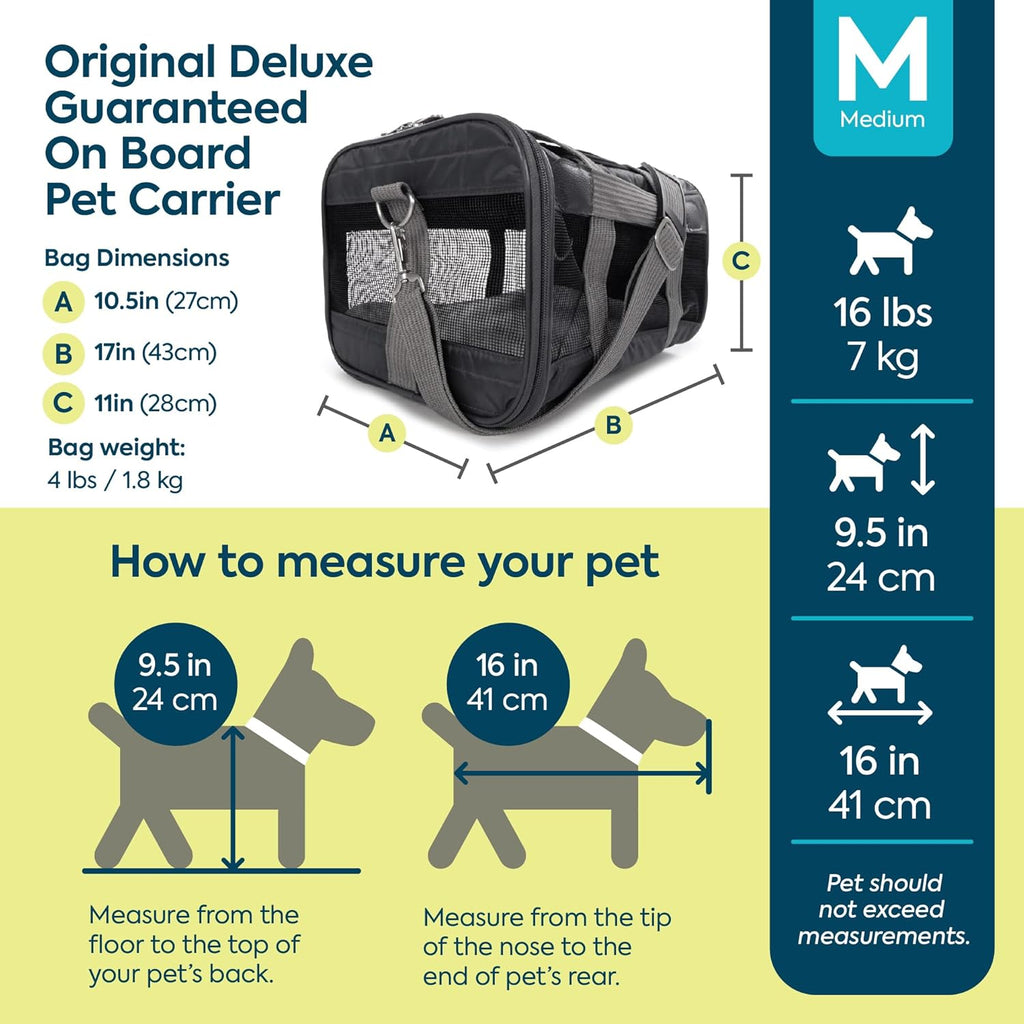Original Deluxe Travel Pet Carrier, Airline Approved & Guaranteed On Board - Charcoal Gray, Medium - view 3