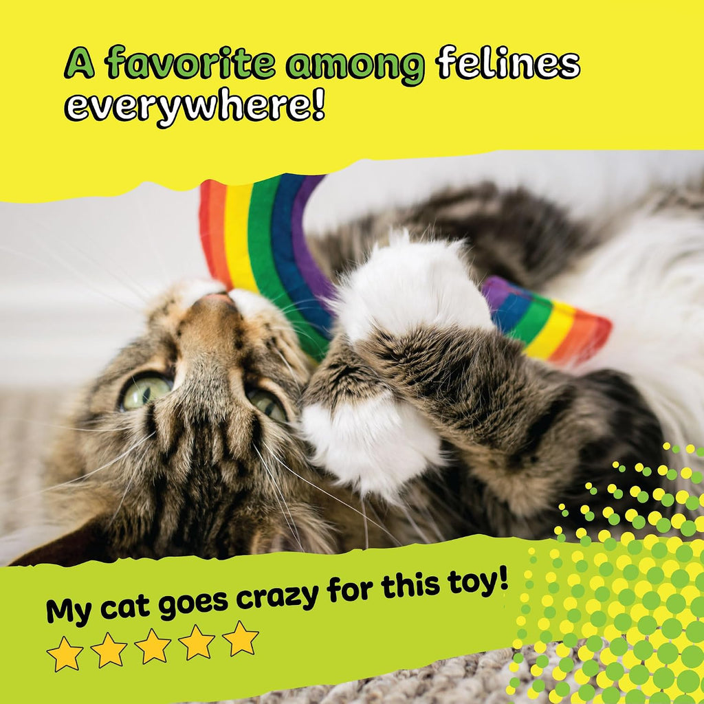Catnip rainbow toy for cats - colorful arch shape - durable cotton twill - made in the USA - stuffed with organically grown catnip - view 6