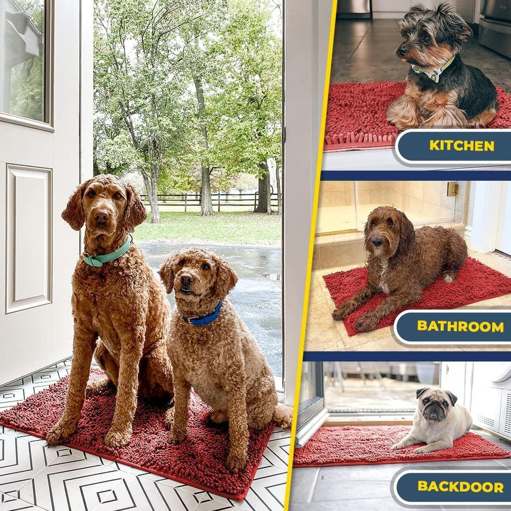 Super Water Absorbent Door Mat Indoor, Microfiber Quick Dry Chenille Entryway Rug, Slip Resistant Front Door Mat, Indoor Mats for Entryway, Machine Washable Pet Rug, Red 36"x72" - view 7