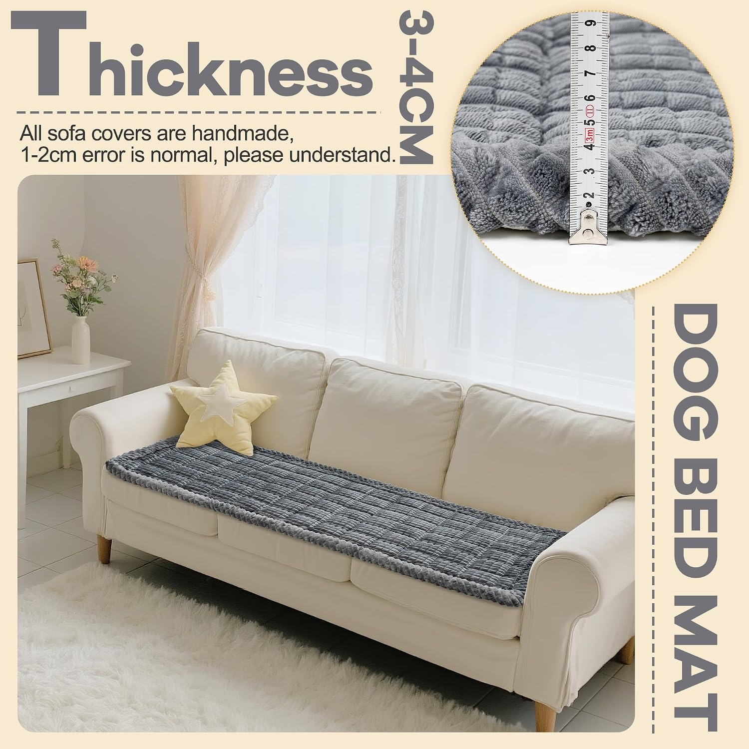 Dog couch cover protector, non slip dog mat grey-59 | non-slip washable dog couch protector blanket, thick soft mat shields sofa from stains & scratches, furniture cover for dogs - view 2