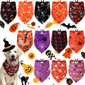 12 pieces Halloween dogs bandanas adjustable triangle bandana with bat ghost pumpkin patterns for Halloween puppy cat costume pet apparel accessories