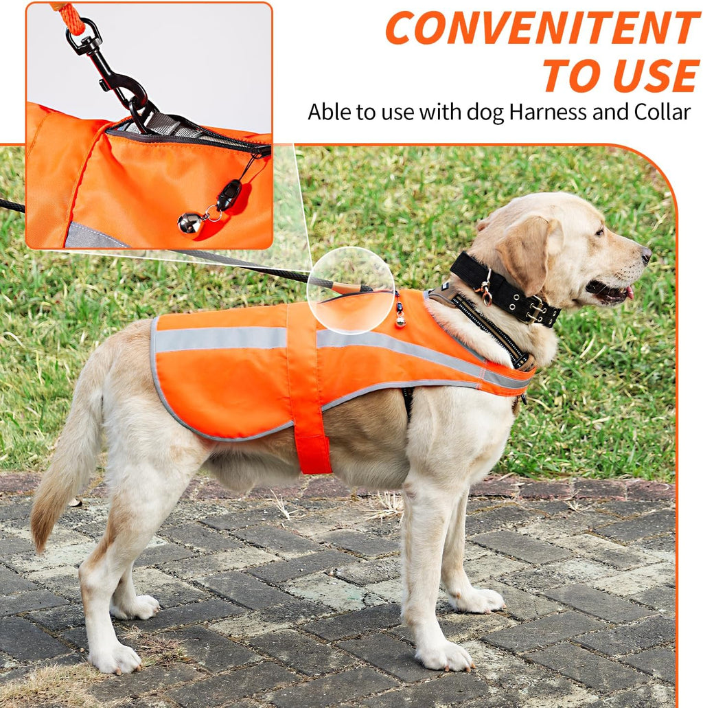 Reflective Dog Vest for Medium Large Breeds, High Visibility Dog Safety Vest with Removable Bell Keep Safe from Hunting, Training & Cars Accidents - view 5