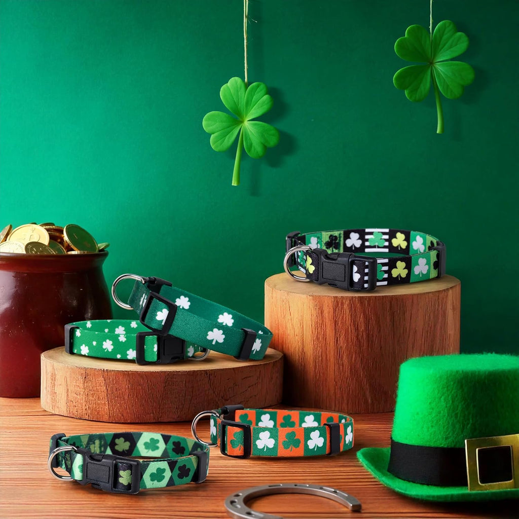 St Patricks Dog Collar- Saint Patrick Green Shamrock Pet Collars- St. Patrick’s Lucky Irish- Cute Boy Girl Puppy Gift- Adjustable for Small, Medium, Large Breeds (Shamrock, Small) - view 5