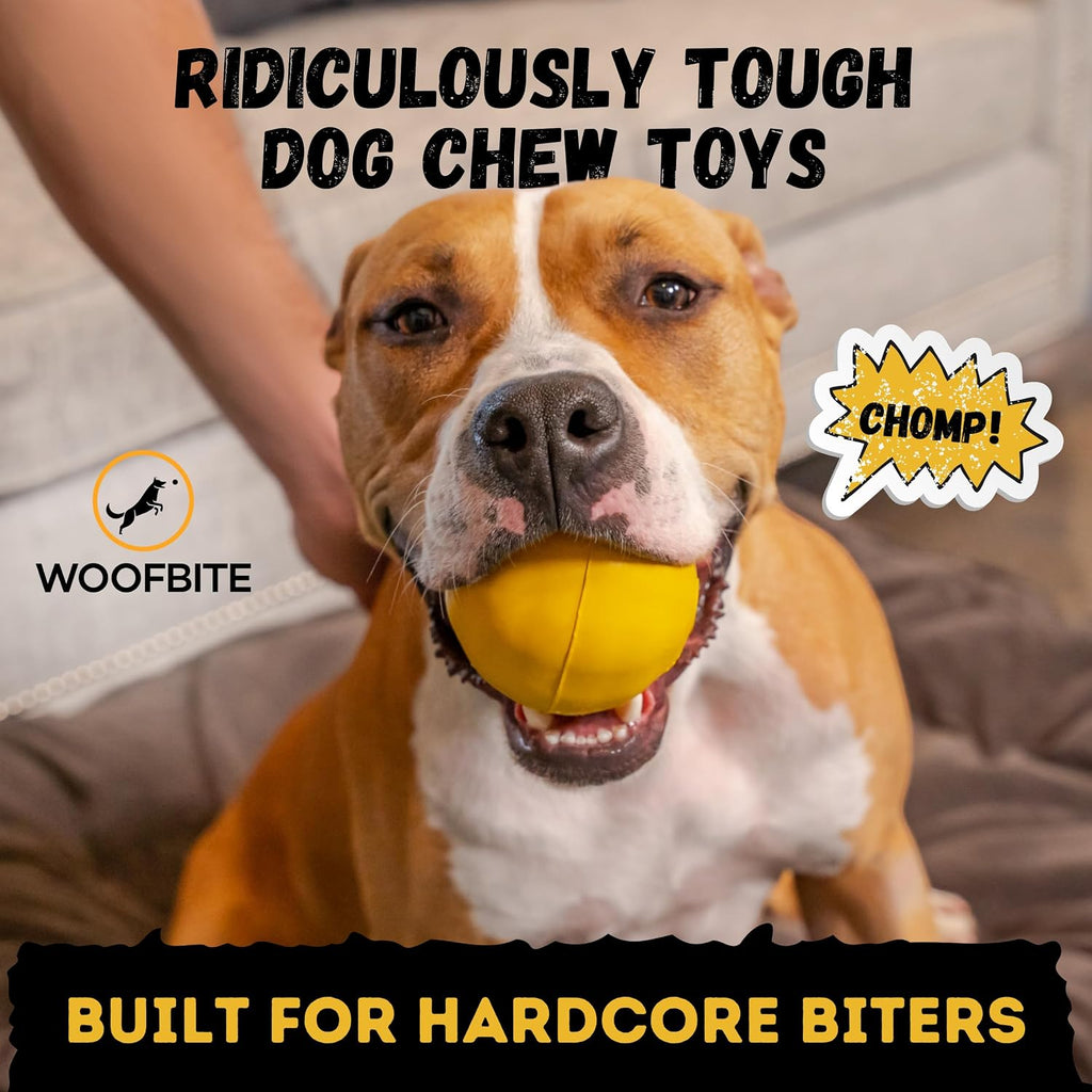 Super durable dog ball - tough, strong chew & fetch toy for power, extreme, aggressive chewers - heavy duty natural rubber - medium/large dogs - view 2