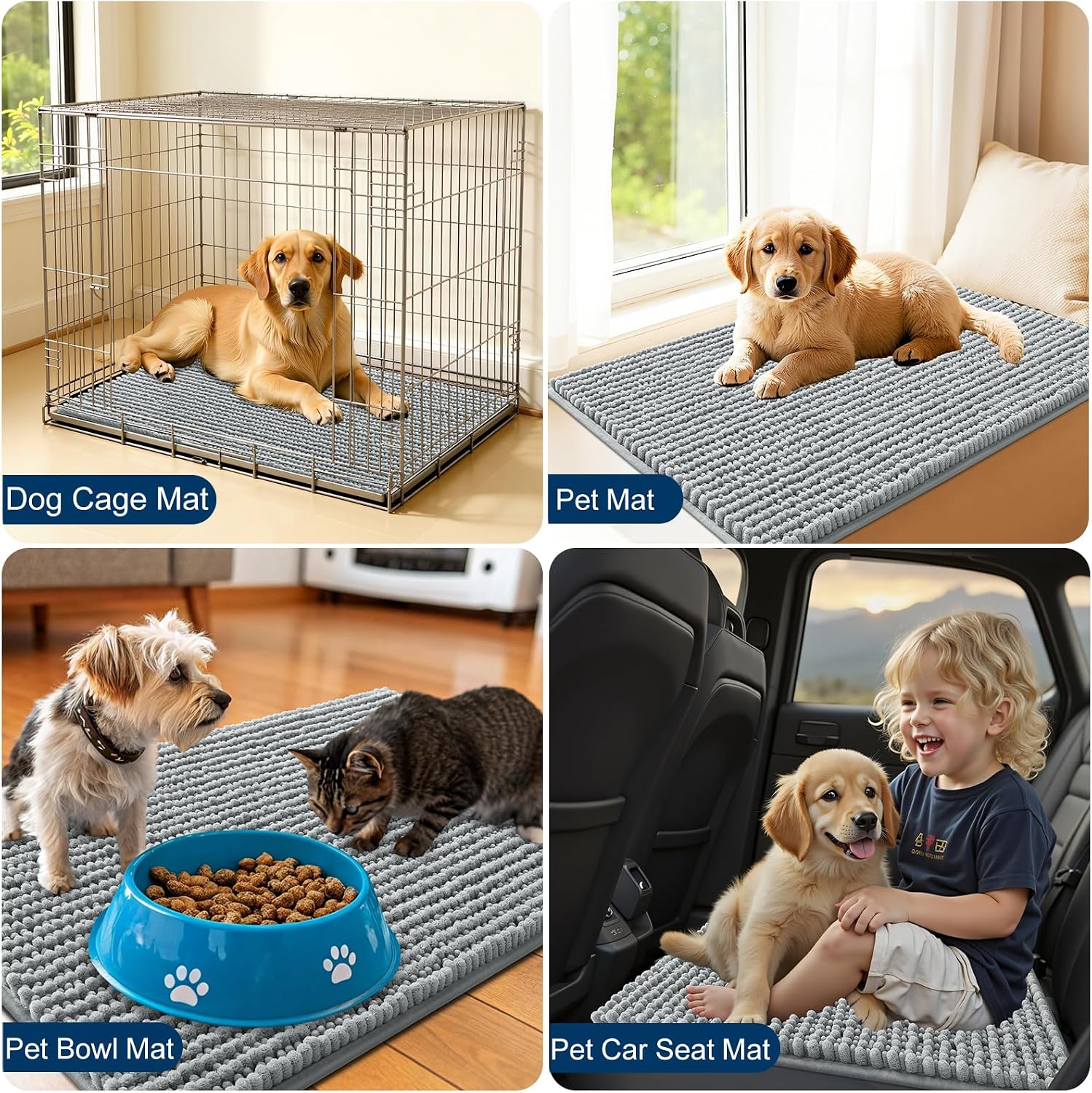Dog Door Mat for Muddy Paws 30x20, Extra Absorbent Chenille Mud Mat | Grey, Absorbs Moisture and Dirt, Non-Slip Machine Washable Doormat, Quick-Drying Indoor Entryway Floor Mat for Dogs - view 7