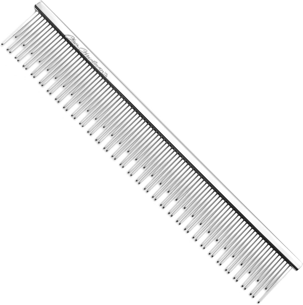 6in Cat/Carding Dual Tooth Butter Comb, Groom Like a Professional, Rounded Corners Prevent Friction and Breakage, Solid Brass Spin with Steel Teeth, Chrome Finish