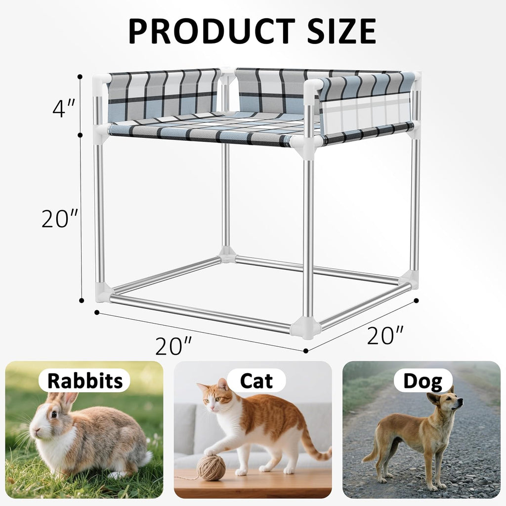 Bedside Cosleeper Dog Bed with Guardrail, 3-Fence Height Elevated Bed Dog | Extension Attached to Human Bed for Medium Dog Cat, Stainless Steel Window Perch Lounge Elevated Sleeper Hammock Furniture - view 6