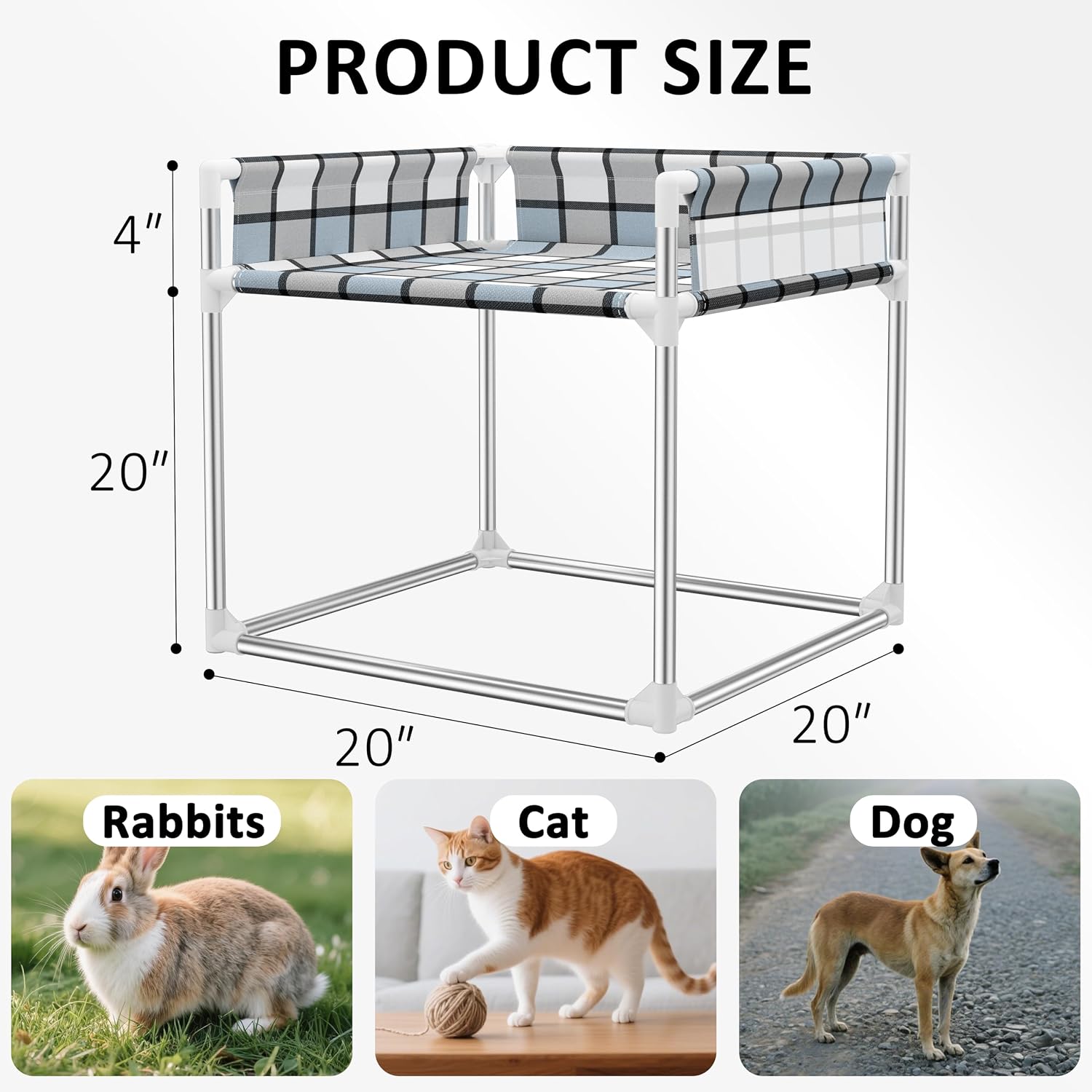 Bedside Cosleeper Dog Bed with Guardrail, 3-Fence Height Elevated Bed Dog | Extension Attached to Human Bed for Medium Dog Cat, Stainless Steel Window Perch Lounge Elevated Sleeper Hammock Furniture - view 6