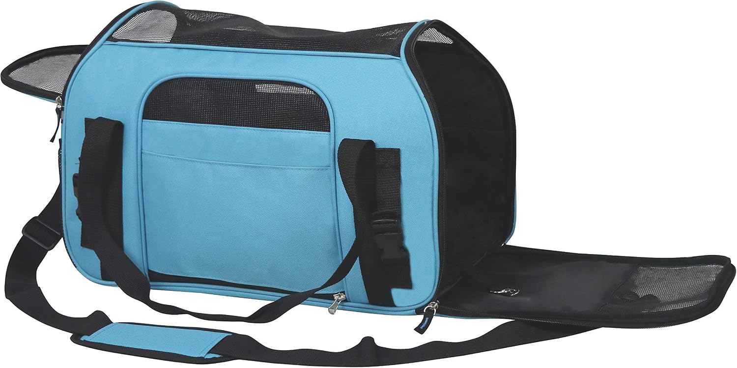Soft-sided pet carrier for cats & small dogs (3-year warranty) | airline approved, removable bed & cover, built-in leash, luggage sleeve, seat belt loop, waterproof, durable, foldable - view 3