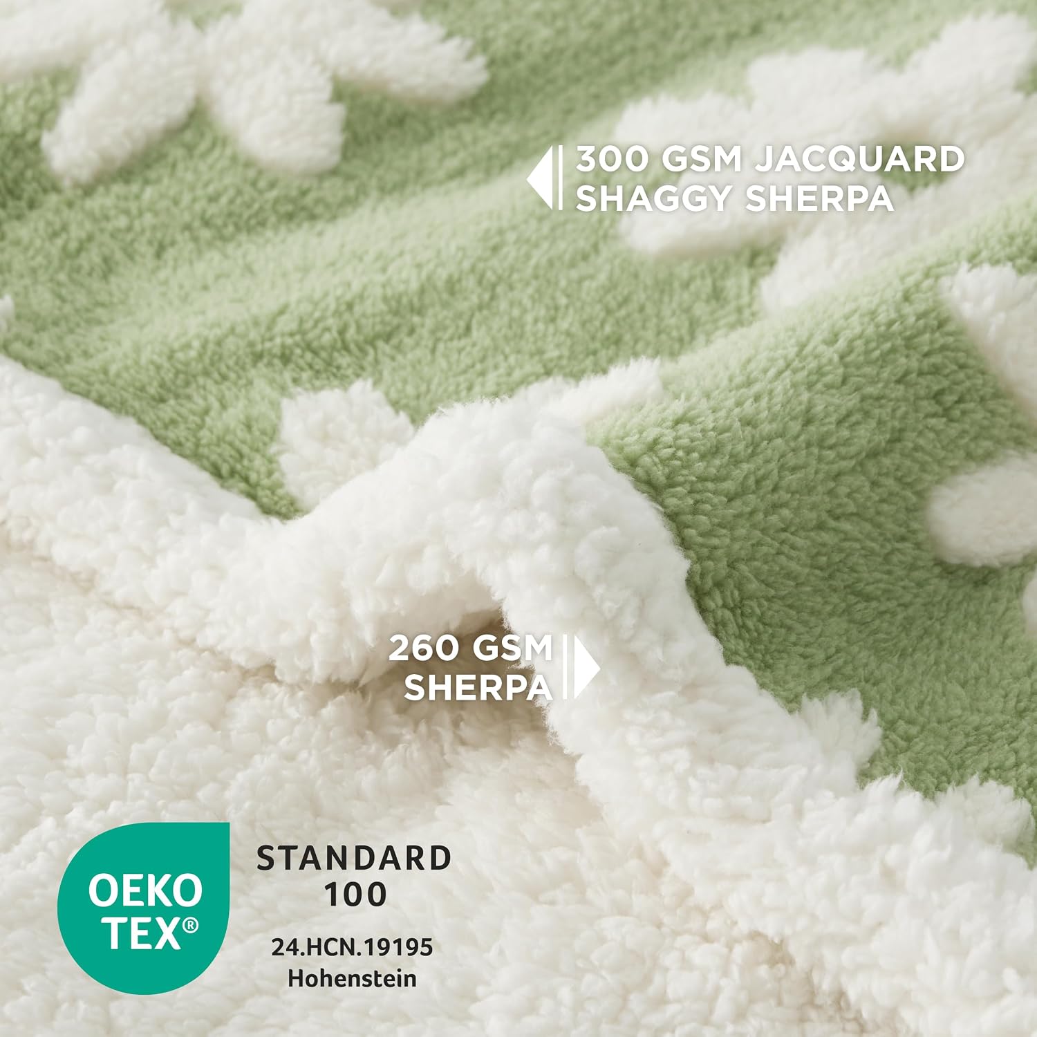 Waterproof Dog Blankets for Small Dogs Cute Cozy 3D Jacquard,25x35 | Puppy Blanket for Cat Aesthetic Gift, Warm Soft Sherpa Throw Washable, Reversible Pet Couch Protector, Flower Garden Green - view 3